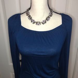 Gorgeous deep jewel blue long sleeve top